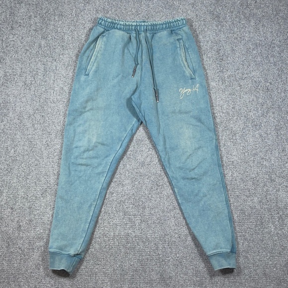 Young LA Sweatpants Joggers Blue Green Washed Size Medium 0646 - Picture 1 of 10